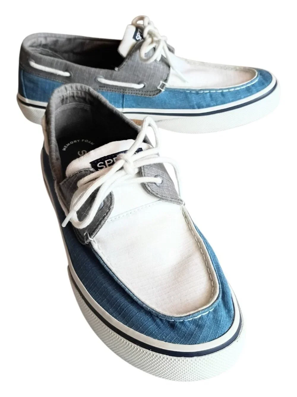 SPERRY Men's Halyard 2 Eye RipStop Blue Gray Casual Boat Shoes Sz 10.5